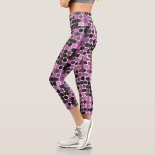 Rosa, Mauve und schwarze Rose geometrisch Capri Leggings