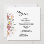 Rosa Mauve Vintager Blumenplatz bei einer Hochzeit Einladung (Rückseite)