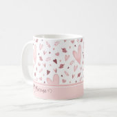 Rosa | Mauve Watercolor Herzmuster Name Kaffeetasse (Vorderseite Links)