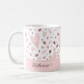 Rosa | Mauve Watercolor Herzmuster Name Kaffeetasse (Links)