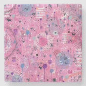 Rosa maximalistische abstrakte Kunst Steinuntersetzer (Vorderseite)