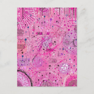Rosa Maximalistischer Abstract: Himbeer-Sundae Postkarte