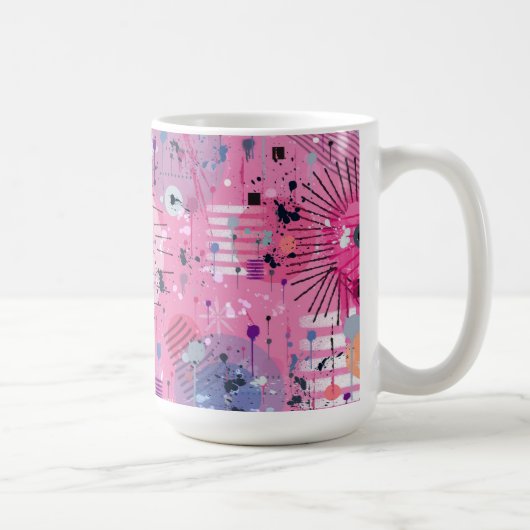 Rosa maximalistischer abstrakter Kunst Kaffeetasse (Rechts)