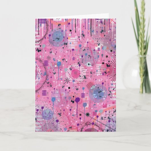 Rosa maximalistischer abstrakter Kunst  Karte (Vorderseite)