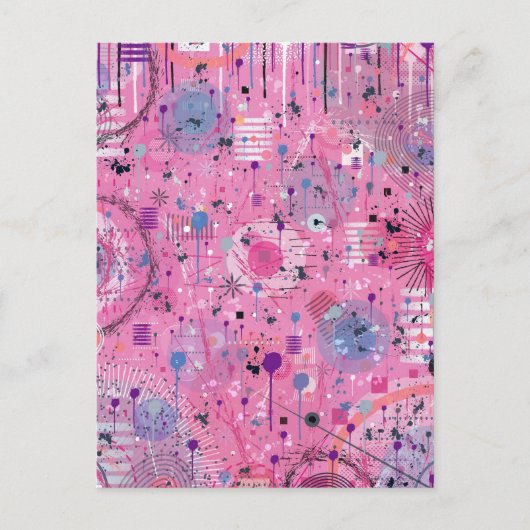 Rosa maximalistischer abstrakter Kunst  Postkarte (Vorderseite)