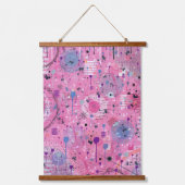 Rosa maximalistischer abstrakter Kunst Wandteppich Mit Holzrahmen (Vorderseite)
