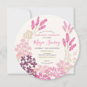 Rosa Meadow First Rice Zeremonie Einladung (Vorderseite)