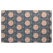 Rosa Medaillon auf Marine-Blau Stoff (Yard (91,4 cm))