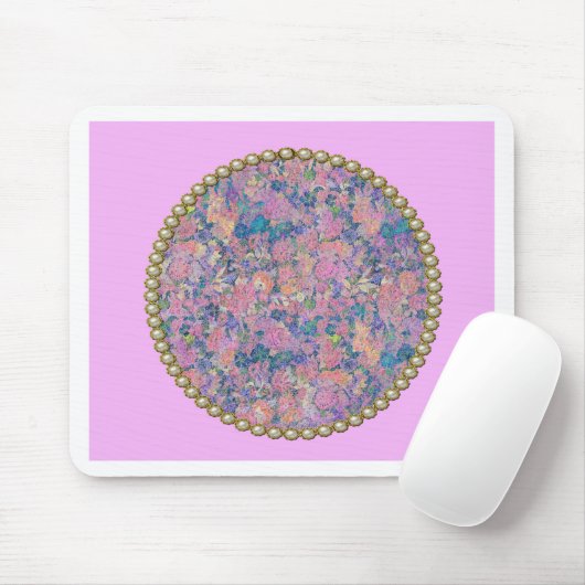 Rosa Medaillon Mousepad (Mit Mouse)