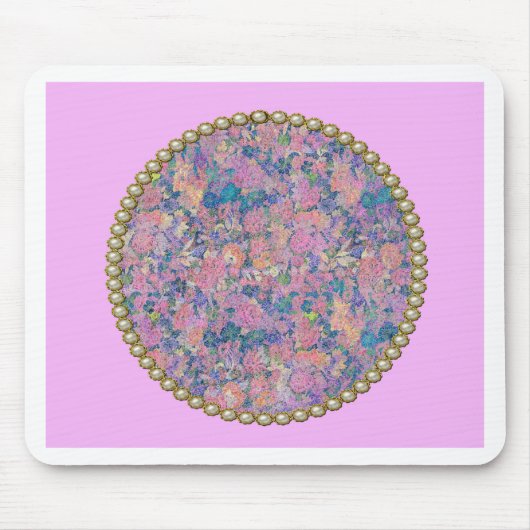 Rosa Medaillon Mousepad (Vorne)
