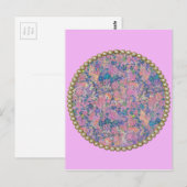 Rosa Medaillon Postkarte (Vorne/Hinten)