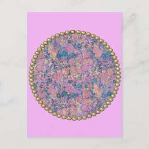 Rosa Medaillon Postkarte