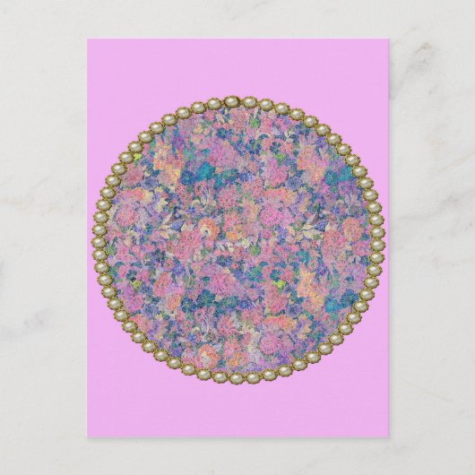 Rosa Medaillon Postkarte (Vorderseite)
