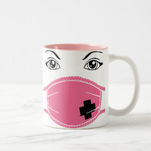 Rosa medizinische Masken-Grafik Zweifarbige Tasse