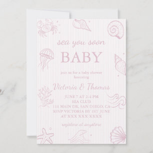 Rosa Meer Sie bald Baby Shower Einladung