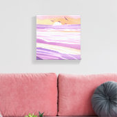 Rosa Meer | Wasserfarbene Sonnenuntergangswellen Leinwanddruck (Insitu (Wohnzimmer))