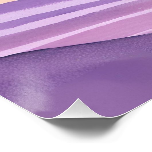 Rosa Meer | Wasserfarbene Sonnenuntergangswellen Poster (Ecke)