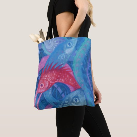 Rosa Meeresalgen Meerestiere Unterwasser Kunst Tasche (Von Nahem)