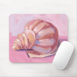 Rosa Meeresmuschel | Wasserfarbenmalerei der Küste Mousepad