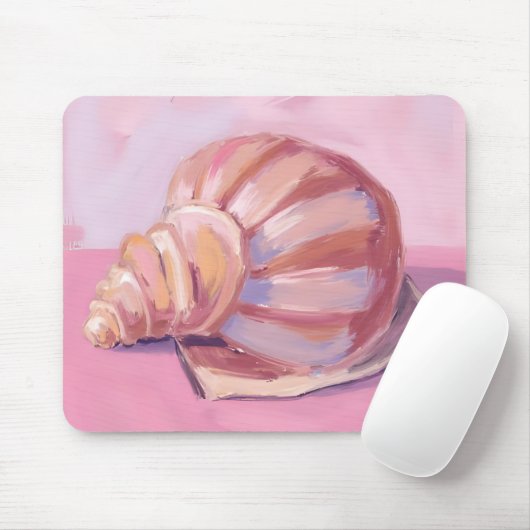 Rosa Meeresmuschel | Wasserfarbenmalerei der Küste Mousepad (Mit Mouse)