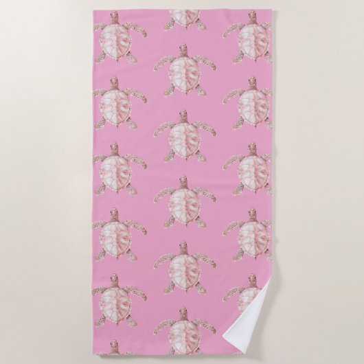 Rosa Meeresschildkröten Strandtuch (Vorderseite)