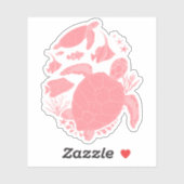 Rosa Meeresschildkröten unter dem Meer Aufkleber (Blatt)