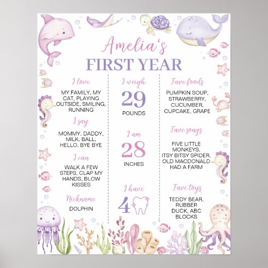 Rosa Meerestiere unter dem Meilenstein des Party Poster (Vorne)