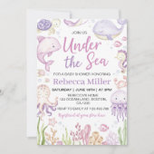 Rosa Meerestiere unter der Kinderdusche des Meeres Einladung (Vorderseite)
