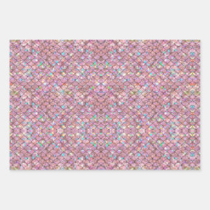 Rosa Meerjungfische Scales Holographische Decoupag Geschenkpapier Set