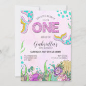 Rosa Meerjungfrau 1. Geburtstag Einladung (Vorderseite)