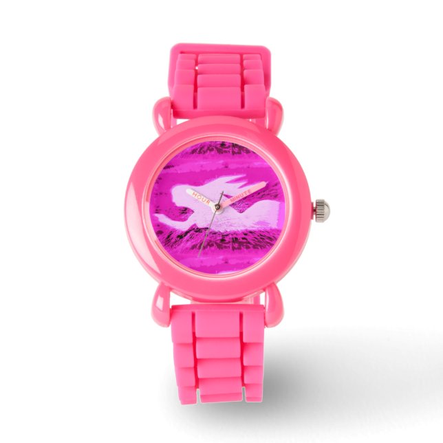 Rosa Meerjungfrau Armbanduhr (Vorderseite)