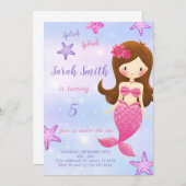 Rosa Meerjungfrau Geburtstagsausschreibung Einladung (Vorne/Hinten)