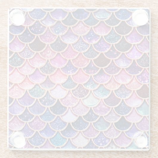 Rosa Meerjungfrau Glitzer Scales- Meerjungenskala Glasuntersetzer (Rückseite)