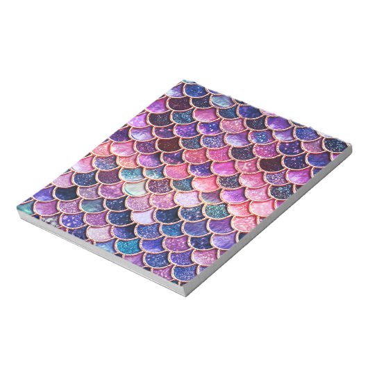 Rosa Meerjungfrau Glitzer Scales- Meerjungenskala Notizblock (Rotiert)