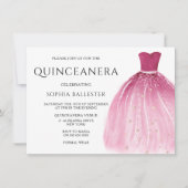 Rosa Meerjungfrau Kleider Quinceanera Einladung (Vorderseite)