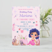 Rosa Meerjungfrau kleine Meerjungfrau Magisches Pa Einladung (Stehend Vorderseite)