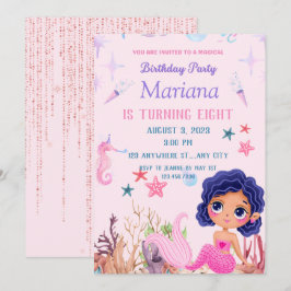 Rosa Meerjungfrau kleine Meerjungfrau Magisches Pa Einladung