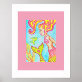 Rosa Meerjungfrau - Kunst drucken Poster (Vorne)