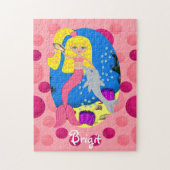 Rosa Meerjungfrau mit Dolphin Puzzle (Vertikal)