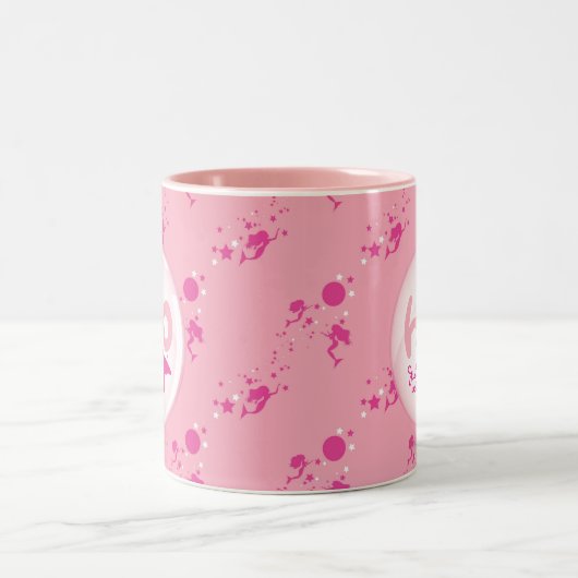 Rosa Meerjungfrau-Muster Zweifarbige Tasse (Mittel)