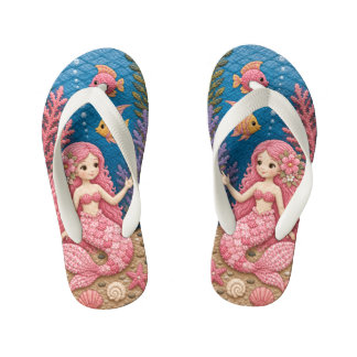 Rosa Meerjungfrau-Quilt Kinderbadesandalen