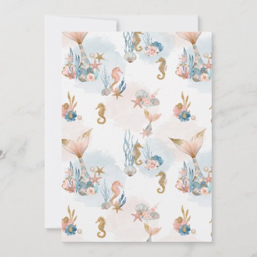 Rosa Meerjungfrau Schwanz Geburtstag Einladung (Rückseite)