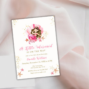 Rosa Meerjungfrau Starfish Babydusche Einladung