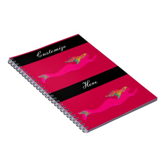Rosa Meerjungfrauen rot/schwarz Notizblock (Rechte Seite)
