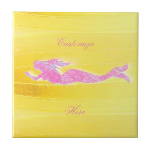 rosa Meerjungfrauunterwasserschwimmen Fliese (Vorderseite)
