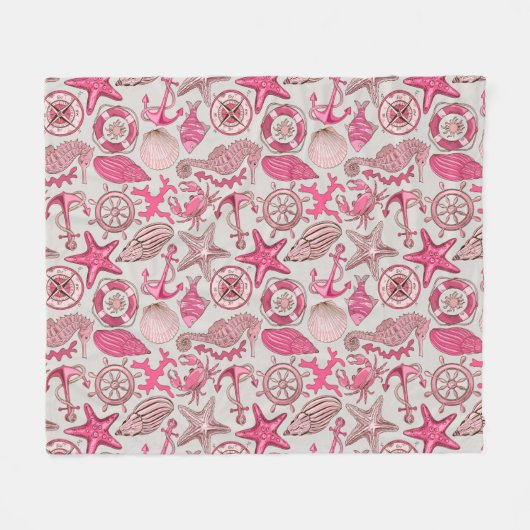 rosa Meermuster Fleecedecke (Vorderseite (Horizontal))