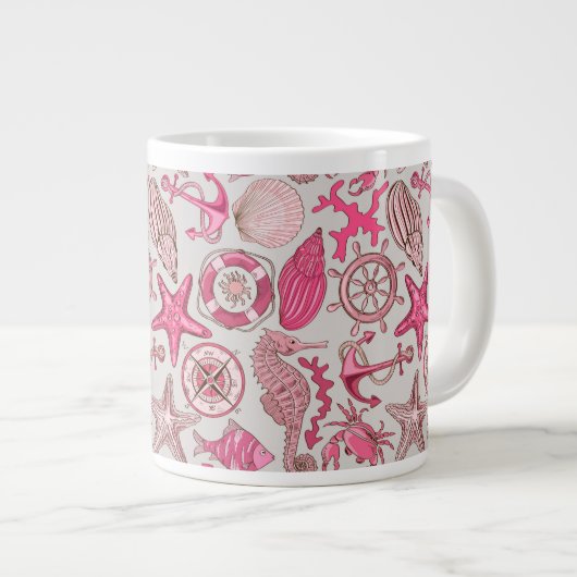 rosa Meermuster Jumbo-Tasse (Vorderseite Rechts)