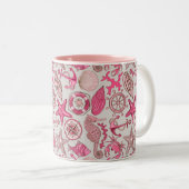 rosa Meermuster Zweifarbige Tasse (VorderseiteRechts)