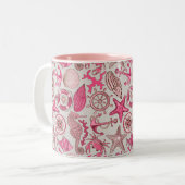rosa Meermuster Zweifarbige Tasse (Vorderseite Links)
