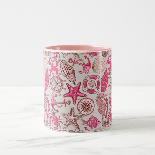 rosa Meermuster Zweifarbige Tasse (Mittel)